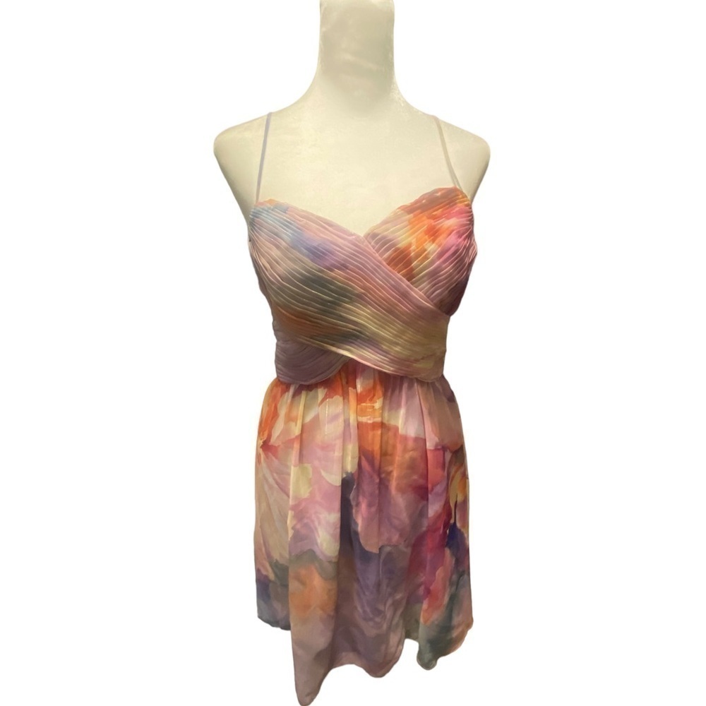 Eliza J spaghetti strapped fluorescent water crested dress size 6